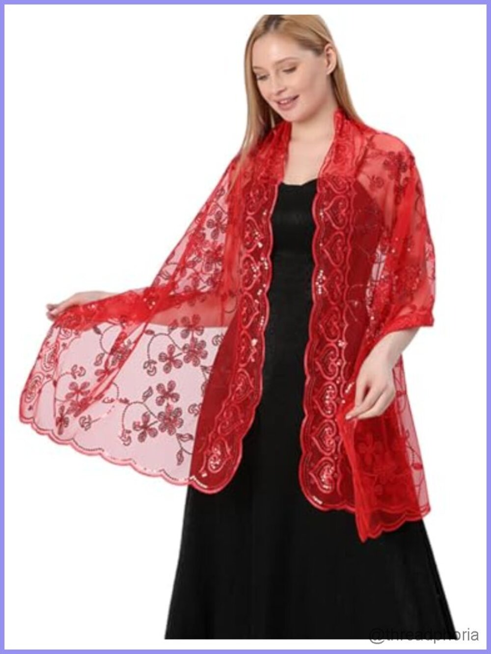 Sequin Floral Shawl Wrap for Weddings Evening Party